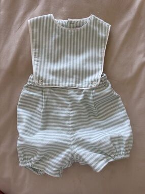 24 months  Striped Bubble Romper in Mint and White